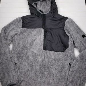 Isaora Men's Tactical Fleece Anorak Jacket Pullover gray hooded men's medium